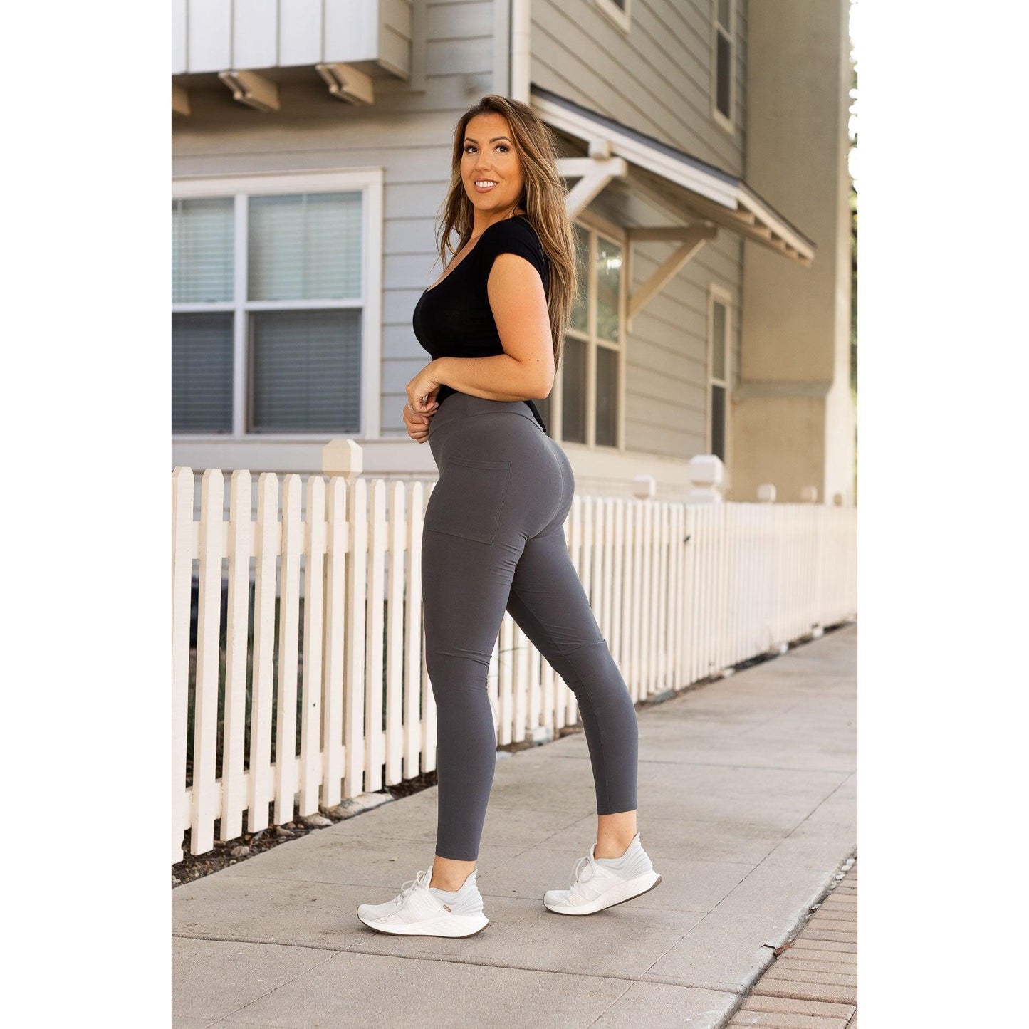 The Carmen - Charcoal Full Length Leggings with Pockets