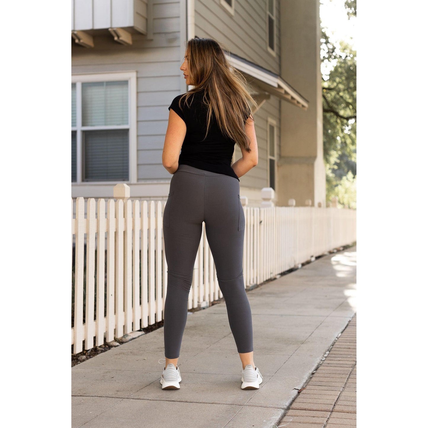 The Carmen - Charcoal Full Length Leggings with Pockets