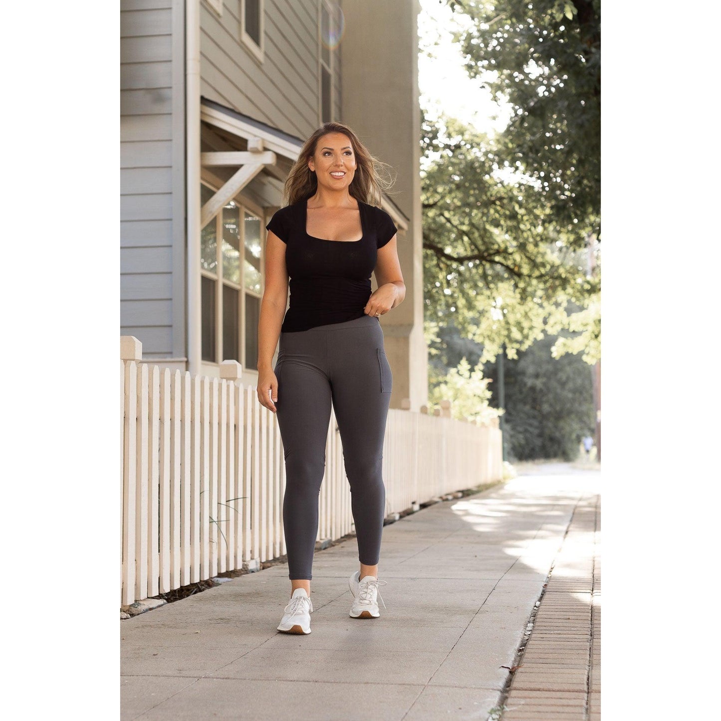 The Carmen - Charcoal Full Length Leggings with Pockets