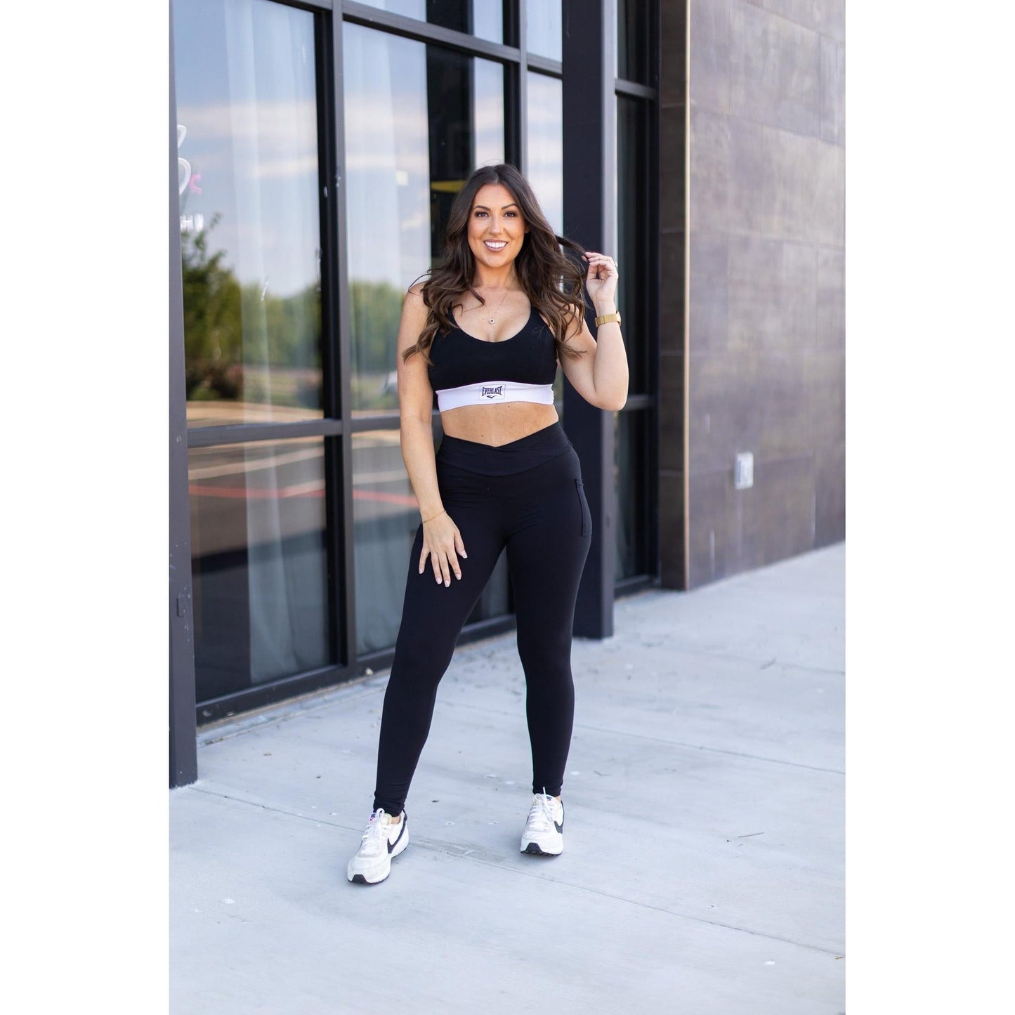 The Stephanie - Crossover BLACK Pocket Full Length Leggings