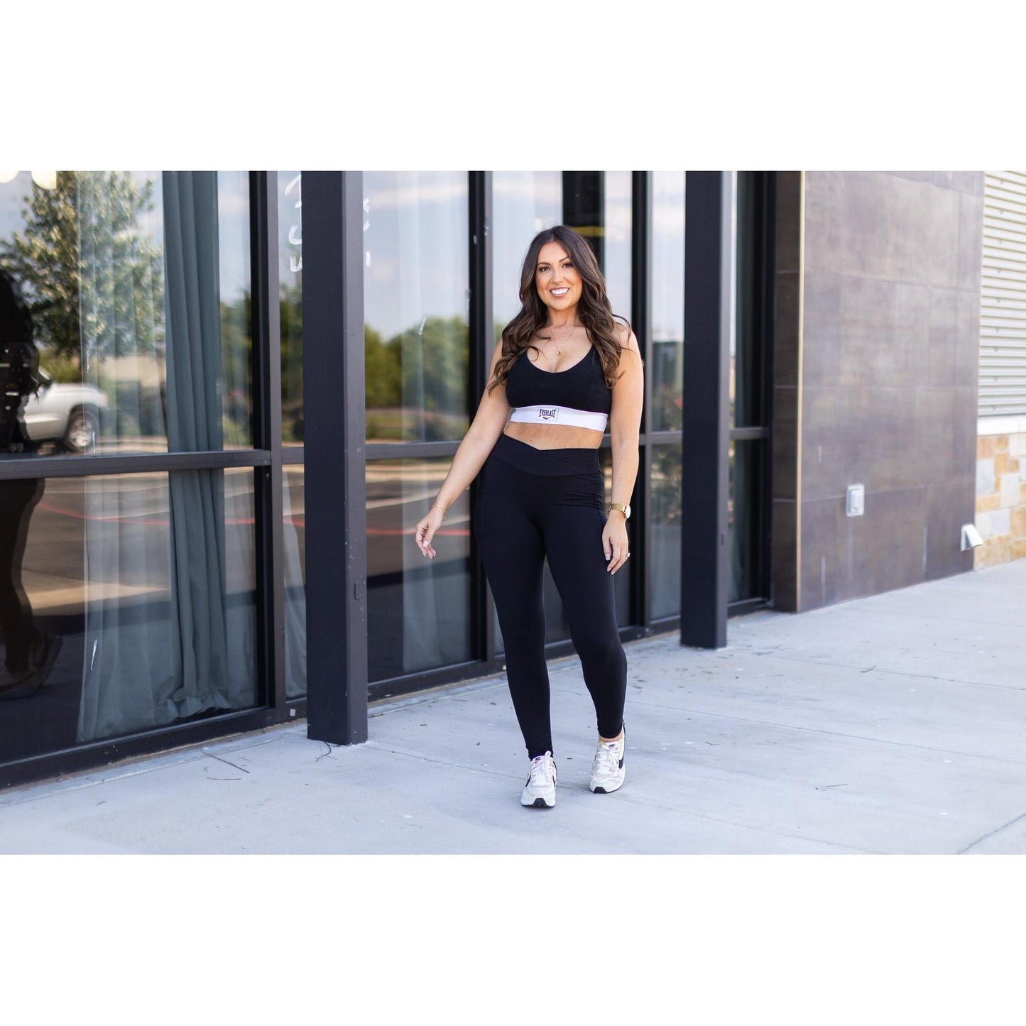 The Stephanie - Crossover BLACK Pocket Full Length Leggings