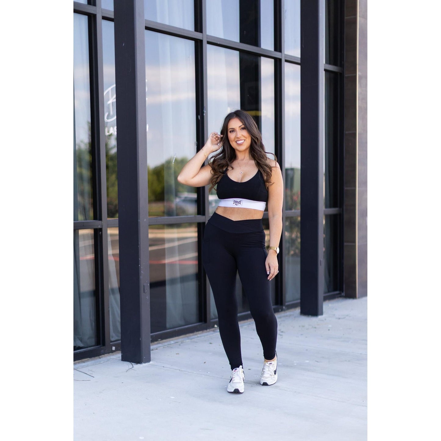 The Stephanie - Crossover BLACK Pocket Full Length Leggings