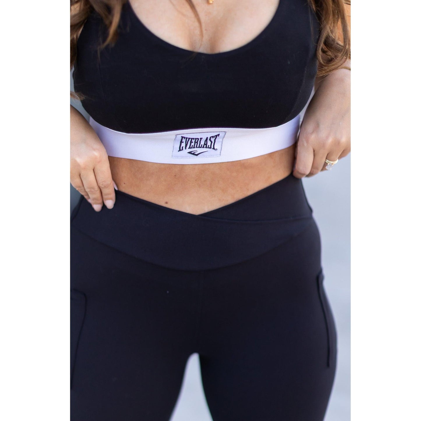 The Stephanie - Crossover BLACK Pocket Full Length Leggings