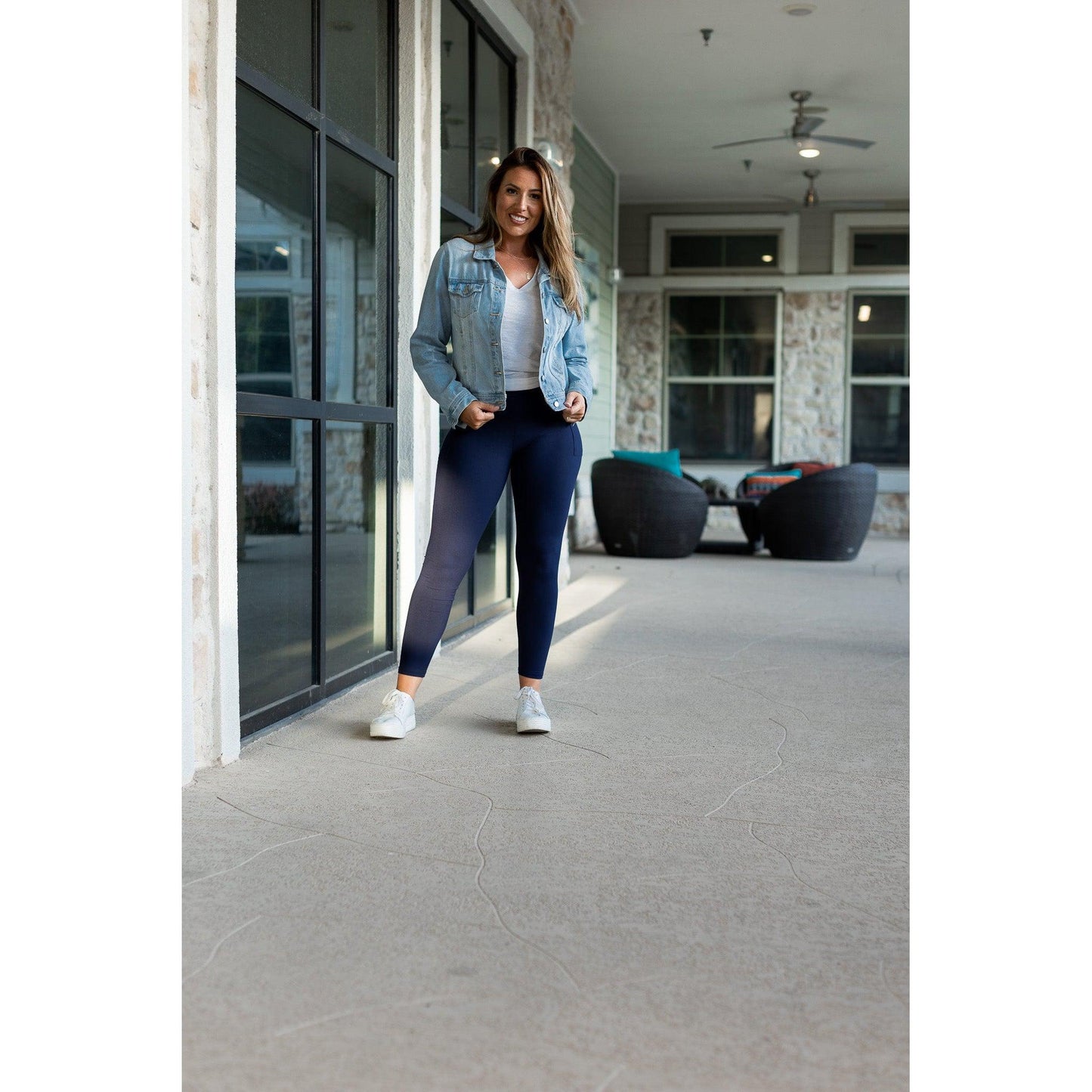 The Nyla - Navy Full-Length with Pocket Leggings