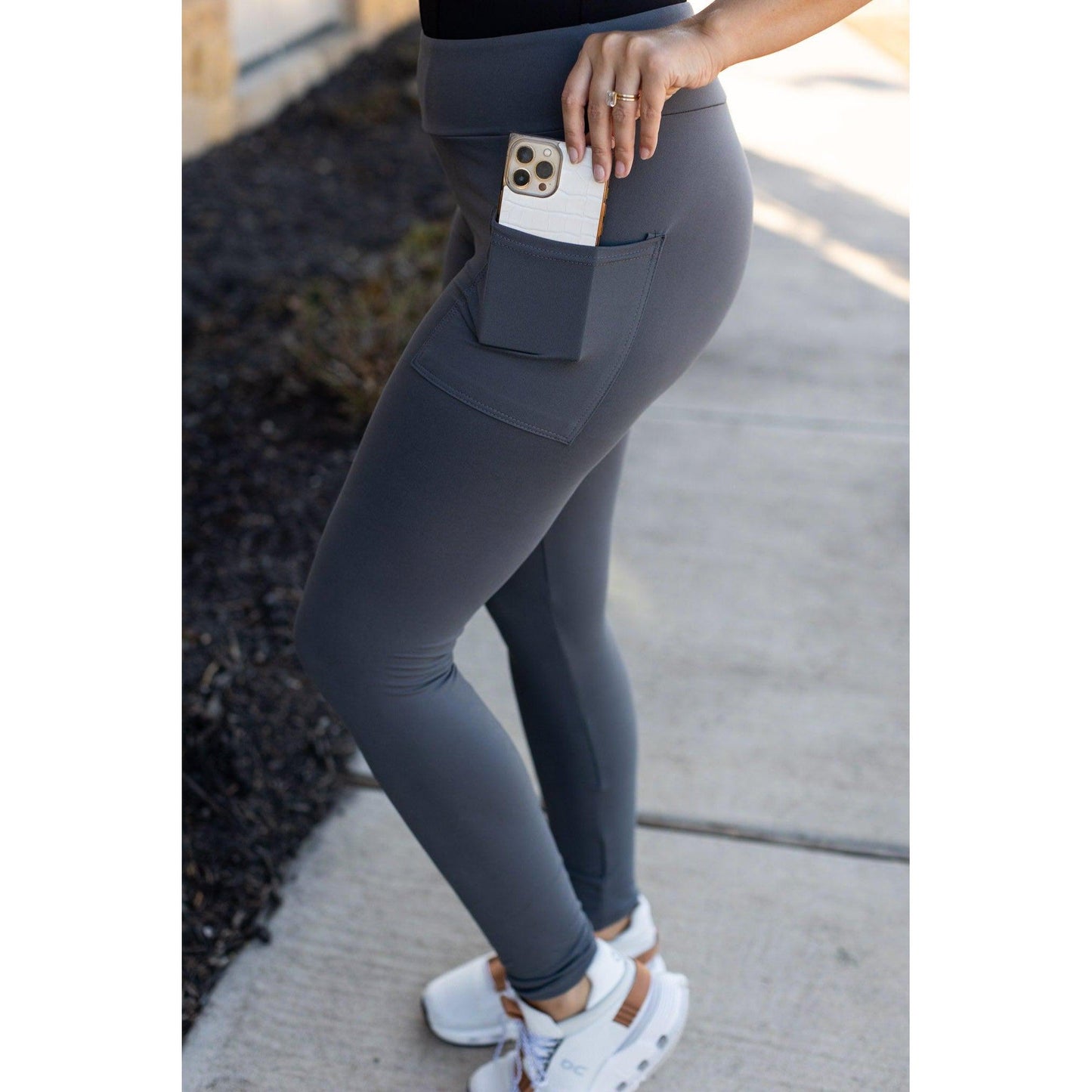 The Carmen - Charcoal Full Length Leggings with Pockets