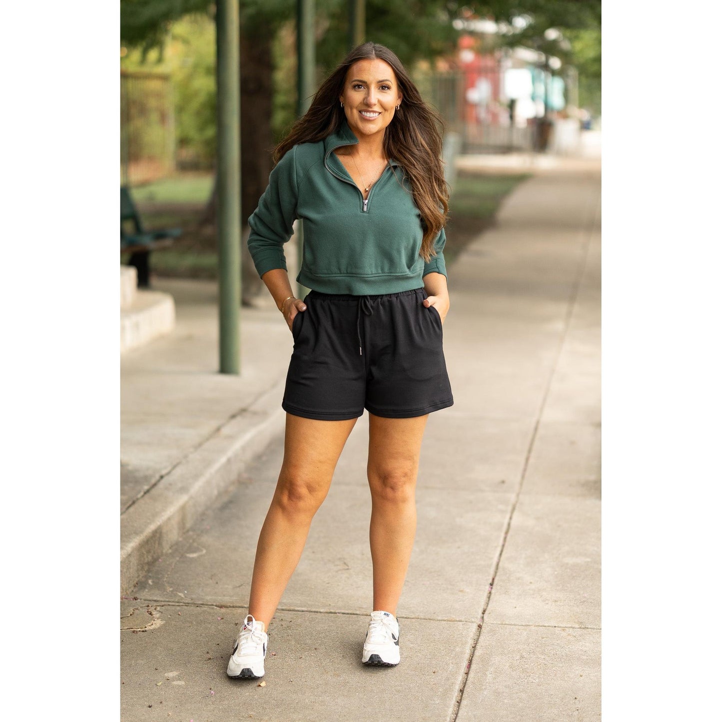 The Chrissy - Black Fleece Shorts with Pockets