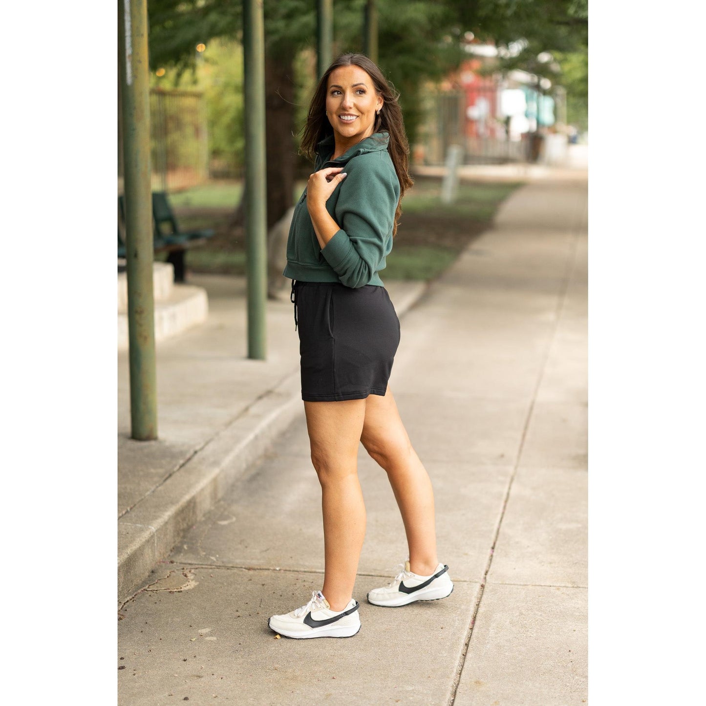 The Chrissy - Black Fleece Shorts with Pockets
