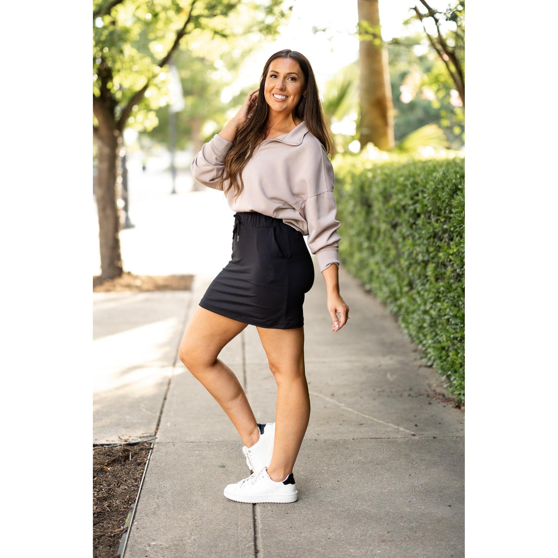 Julia Rose The Kristina black jogger skirt women’s sporty casual skirt