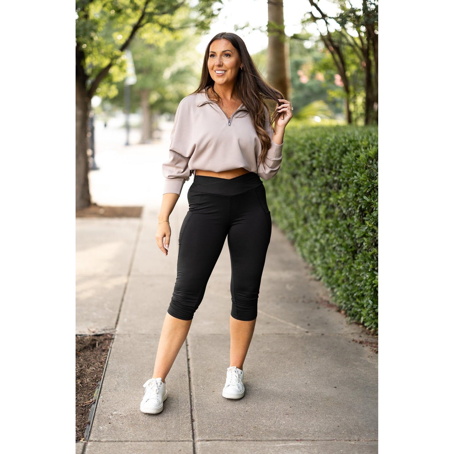 Julia Rose The Lillian sculpting crossover capri leggings high-waisted women’s capris