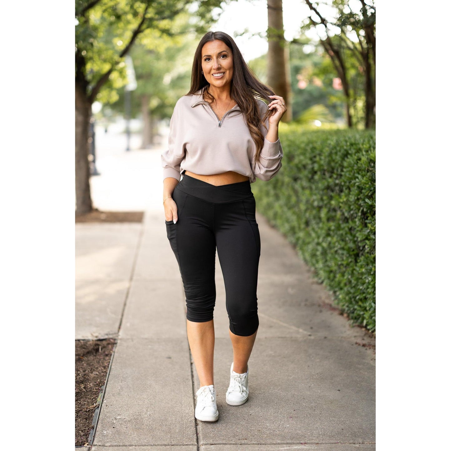Julia Rose The Lillian sculpting crossover capri leggings high-waisted women’s capris