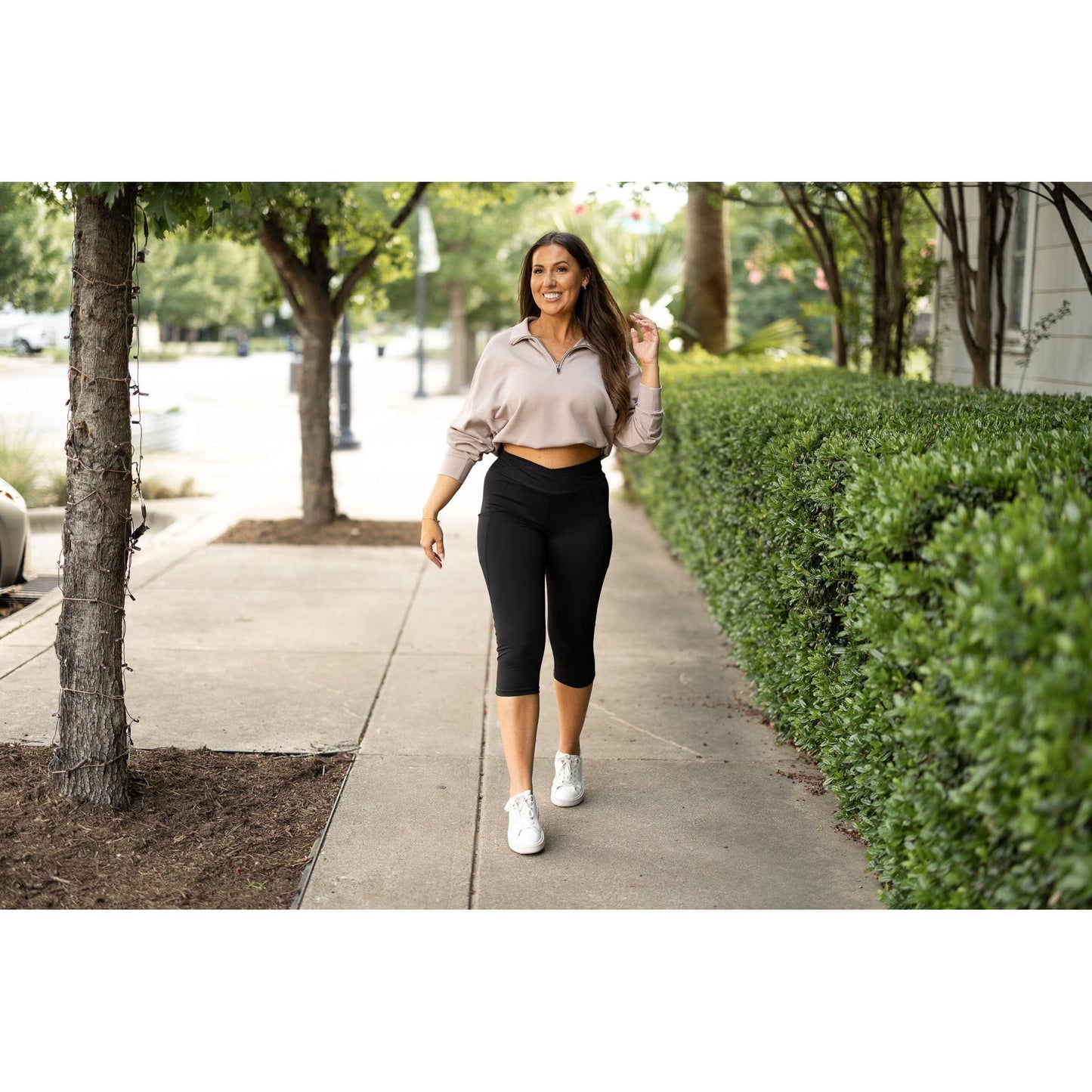 Julia Rose The Lillian sculpting crossover capri leggings high-waisted women’s capris
