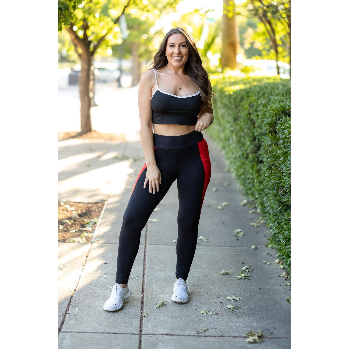 The Roxie - Red Panel Full Length Leggings