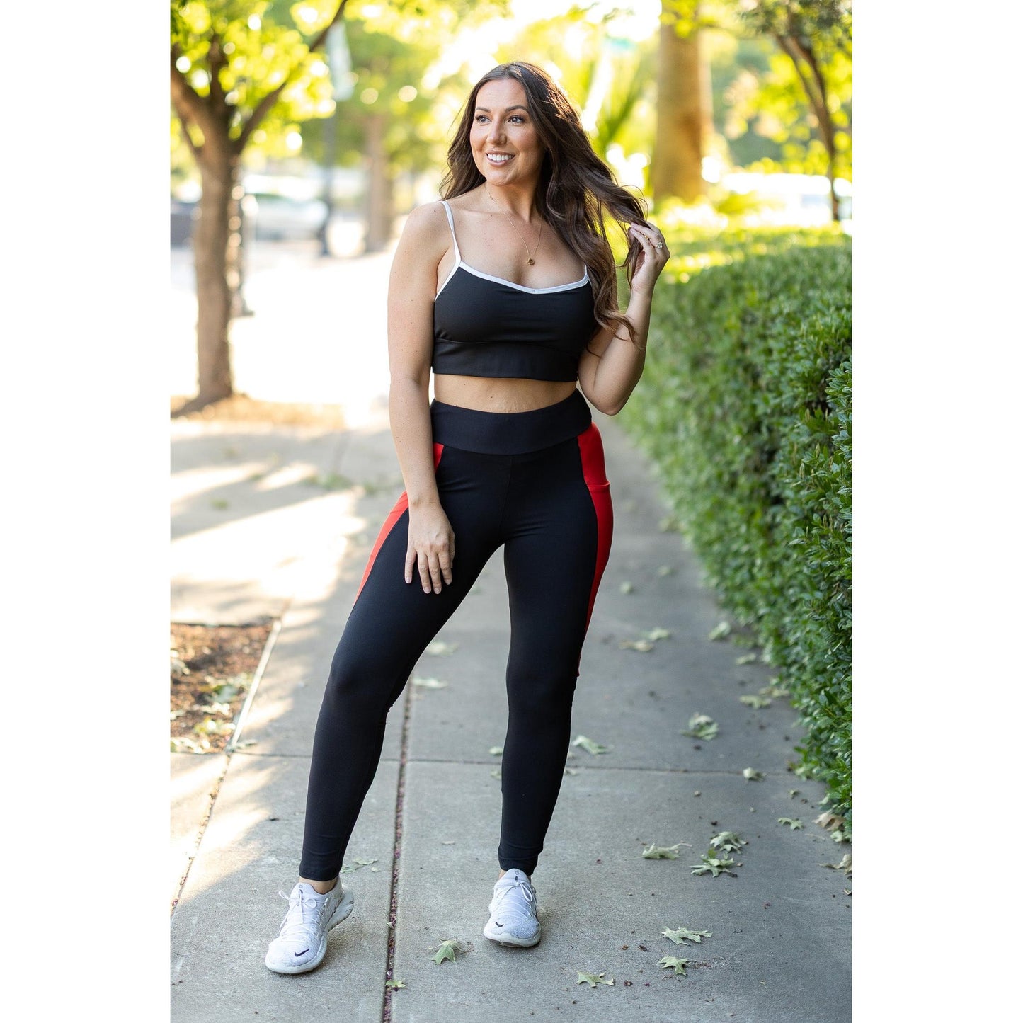 The Roxie - Red Panel Full Length Leggings