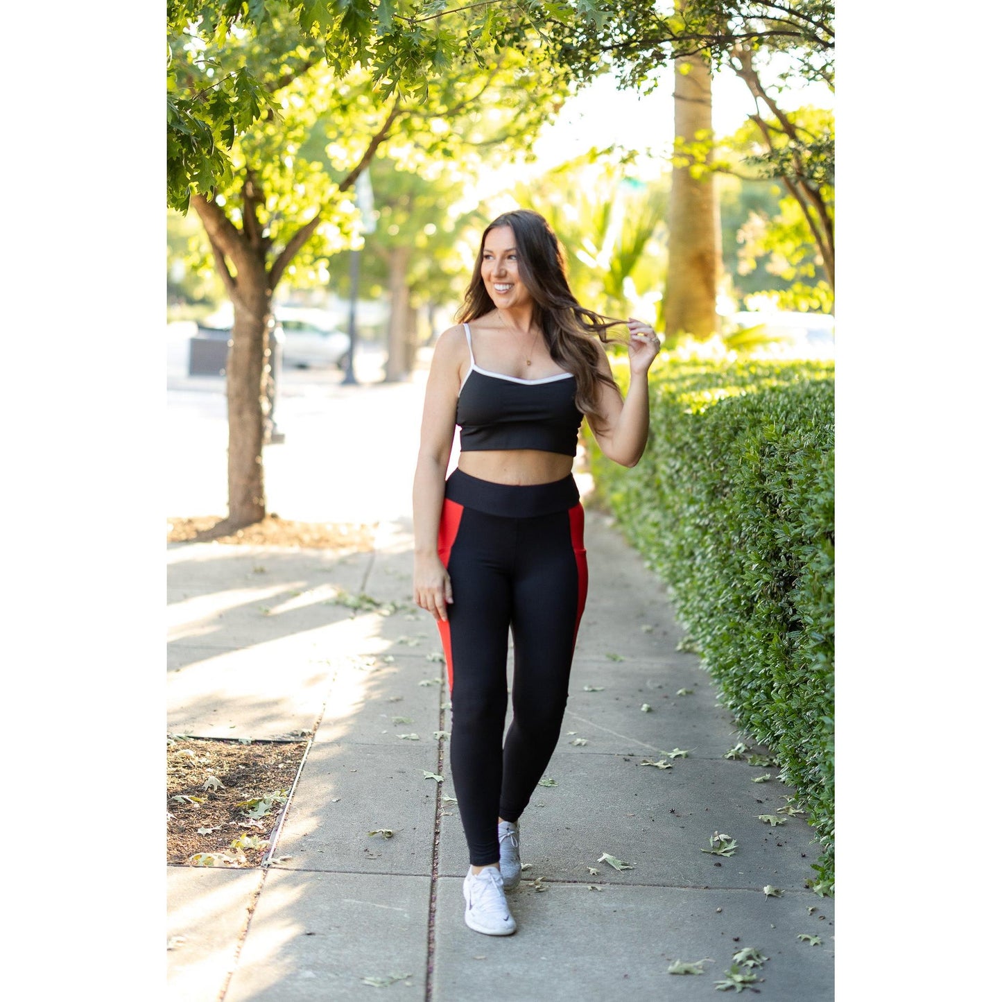 The Roxie - Red Panel Full Length Leggings