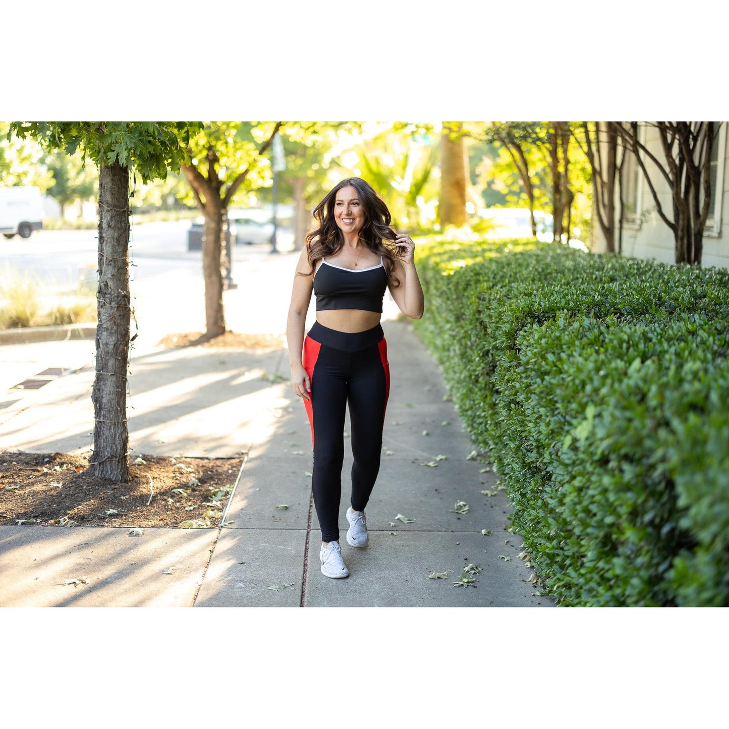The Roxie - Red Panel Full Length Leggings