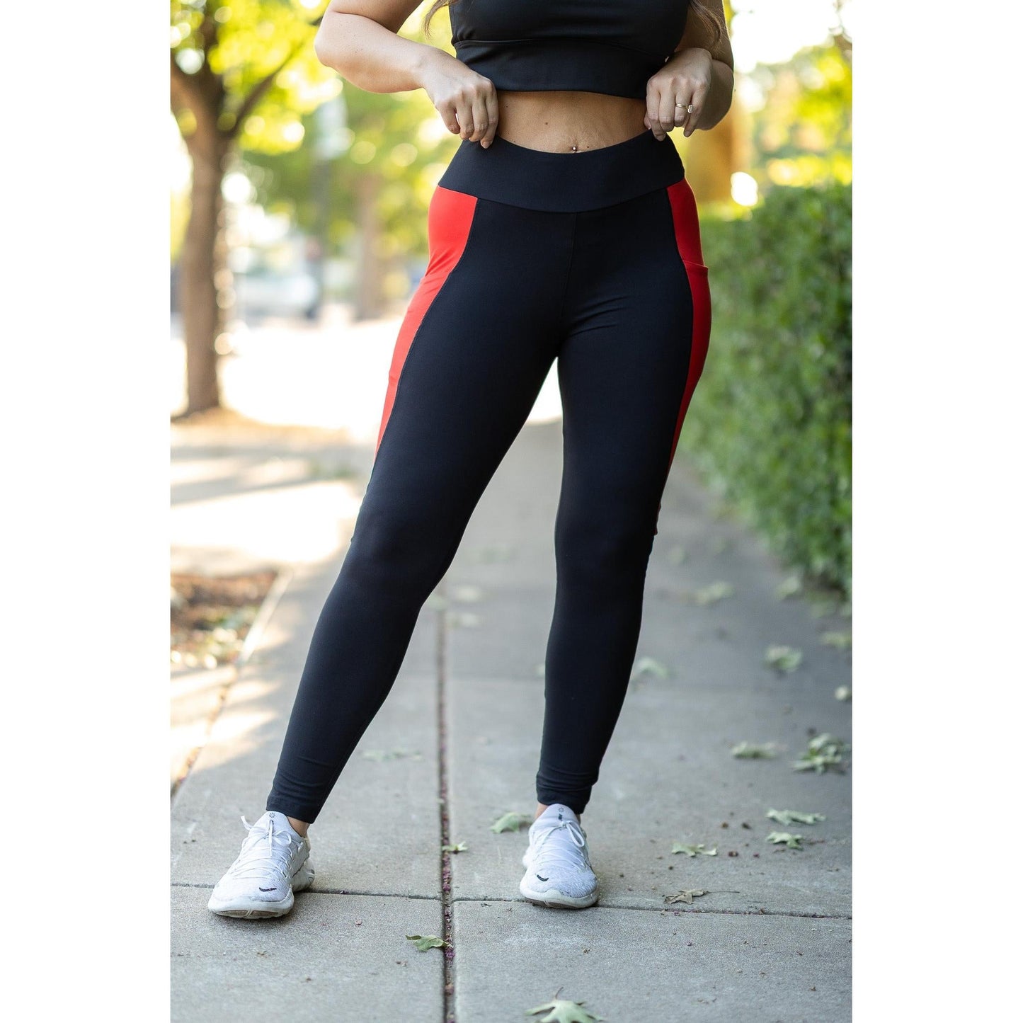 The Roxie - Red Panel Full Length Leggings