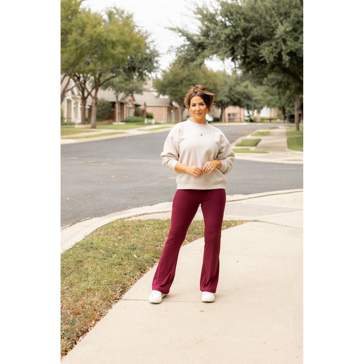 The Maeve -  MAROON Bootcut Leggings with Pockets