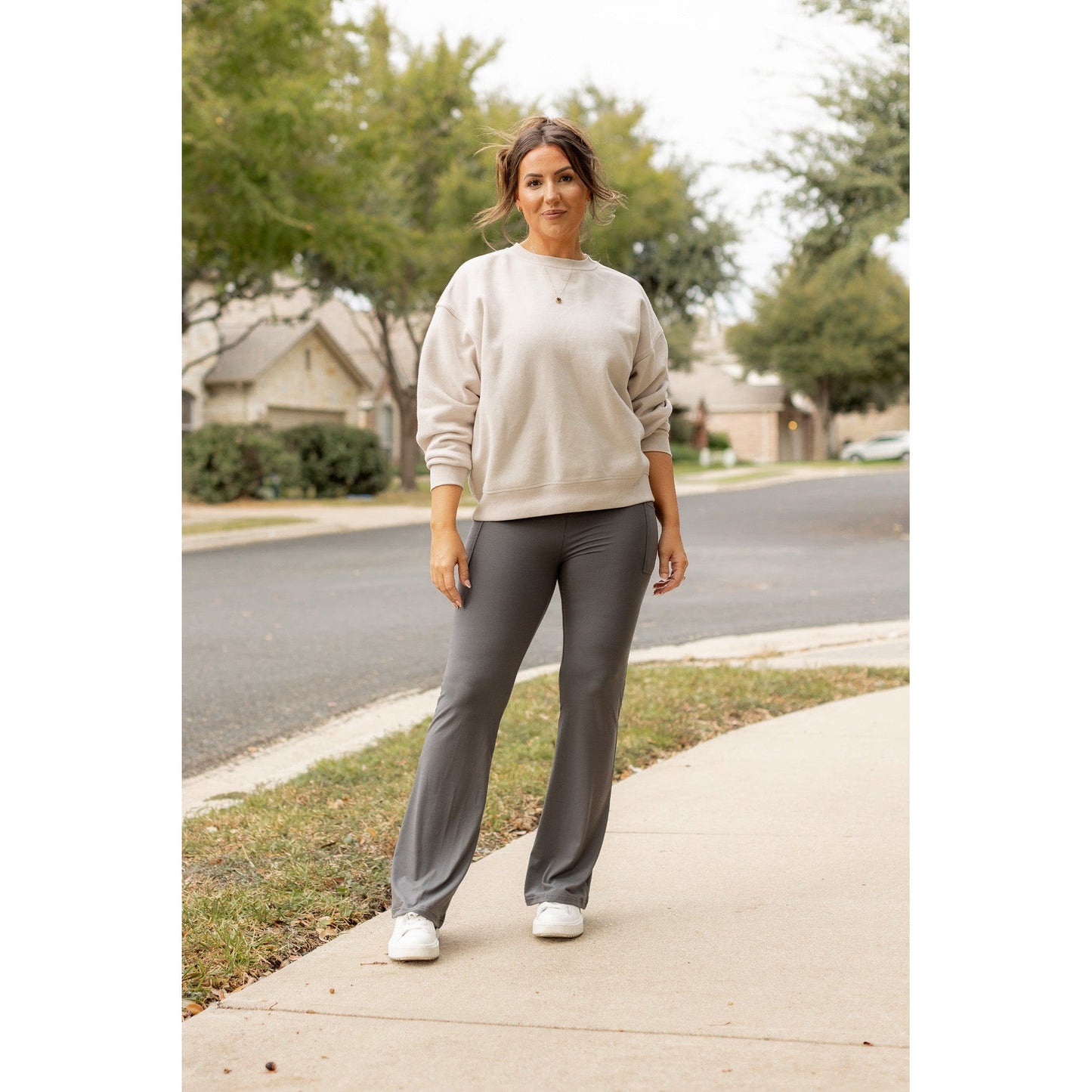 The Cassie - 30  CHARCOAL Bootcut Leggings with Pockets