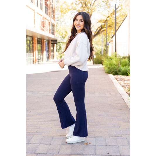 The Mila -  NAVY Bootcut Leggings with Pockets