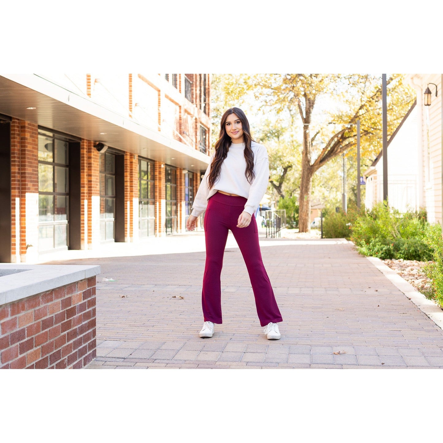 The Maeve -  MAROON Bootcut Leggings with Pockets