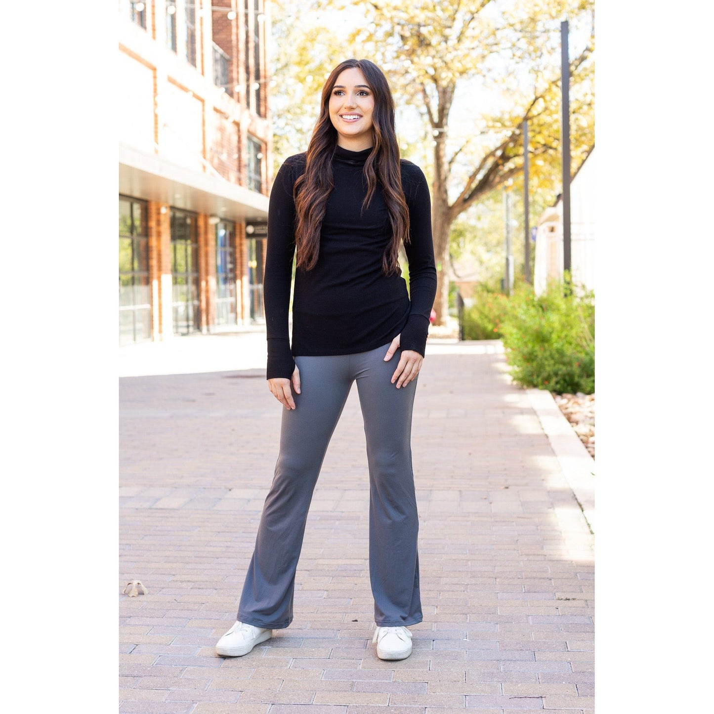 The Cassie - 30  CHARCOAL Bootcut Leggings with Pockets