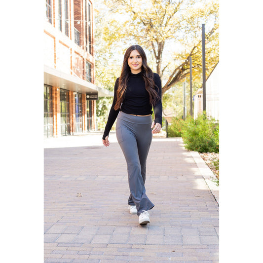 The Cassie - 30  CHARCOAL Bootcut Leggings with Pockets