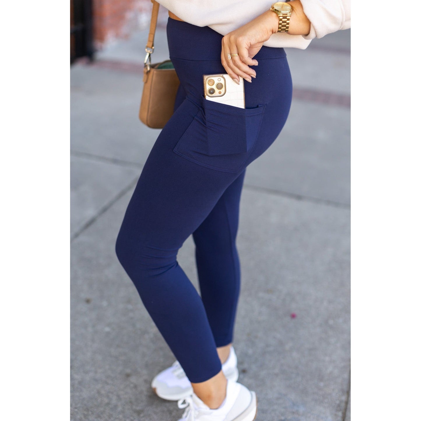The Nyla - Navy Full-Length with Pocket Leggings