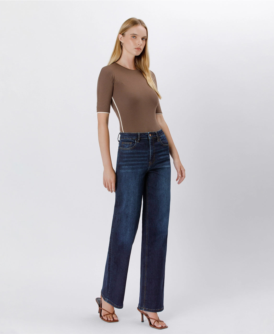 High Rise Super Wide Leg Jeans from Lovervet by Vervet in Dark