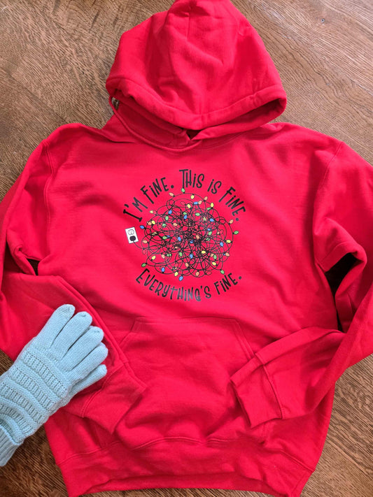 I'm Fine, Everything is Fine Christmas Lights Hoodie
