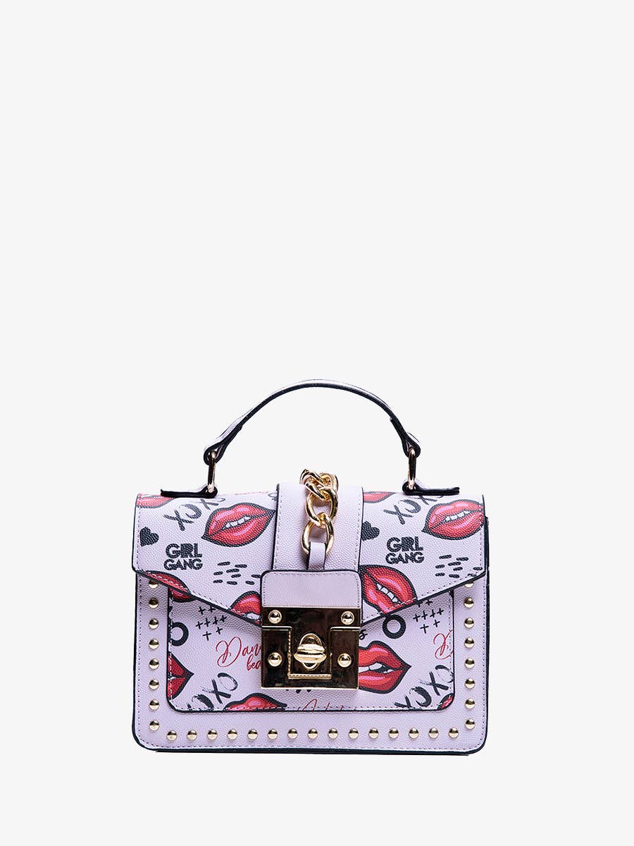 Hollis Square Graffiti Crossbody w/ Studs - Purple