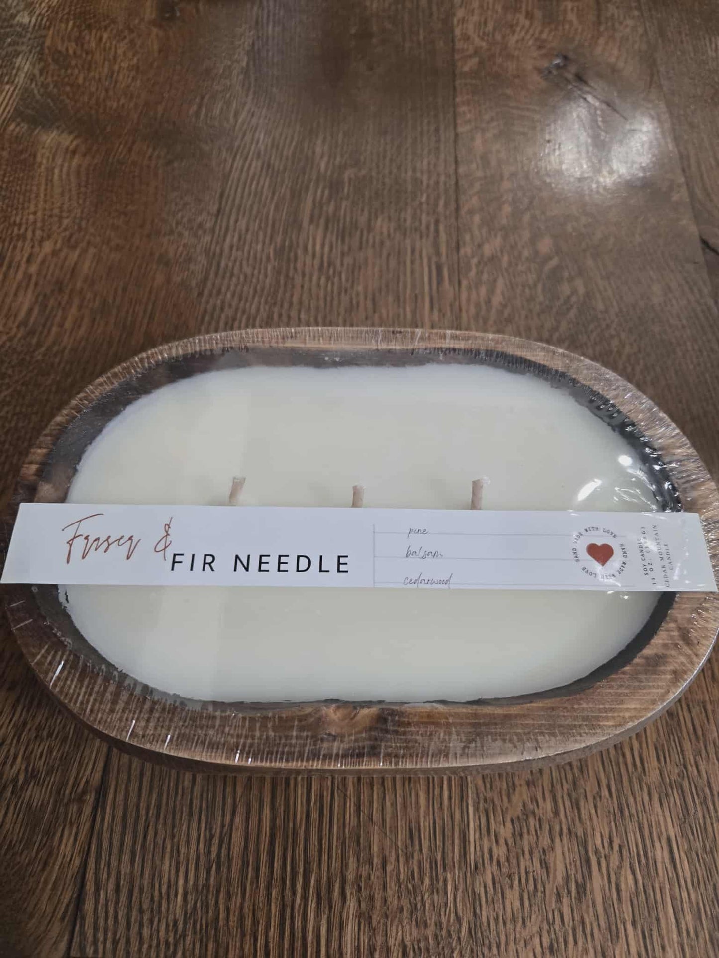 Fraser and Fir Needle - 3 Wick Natural Wood Dough Bowl Candle