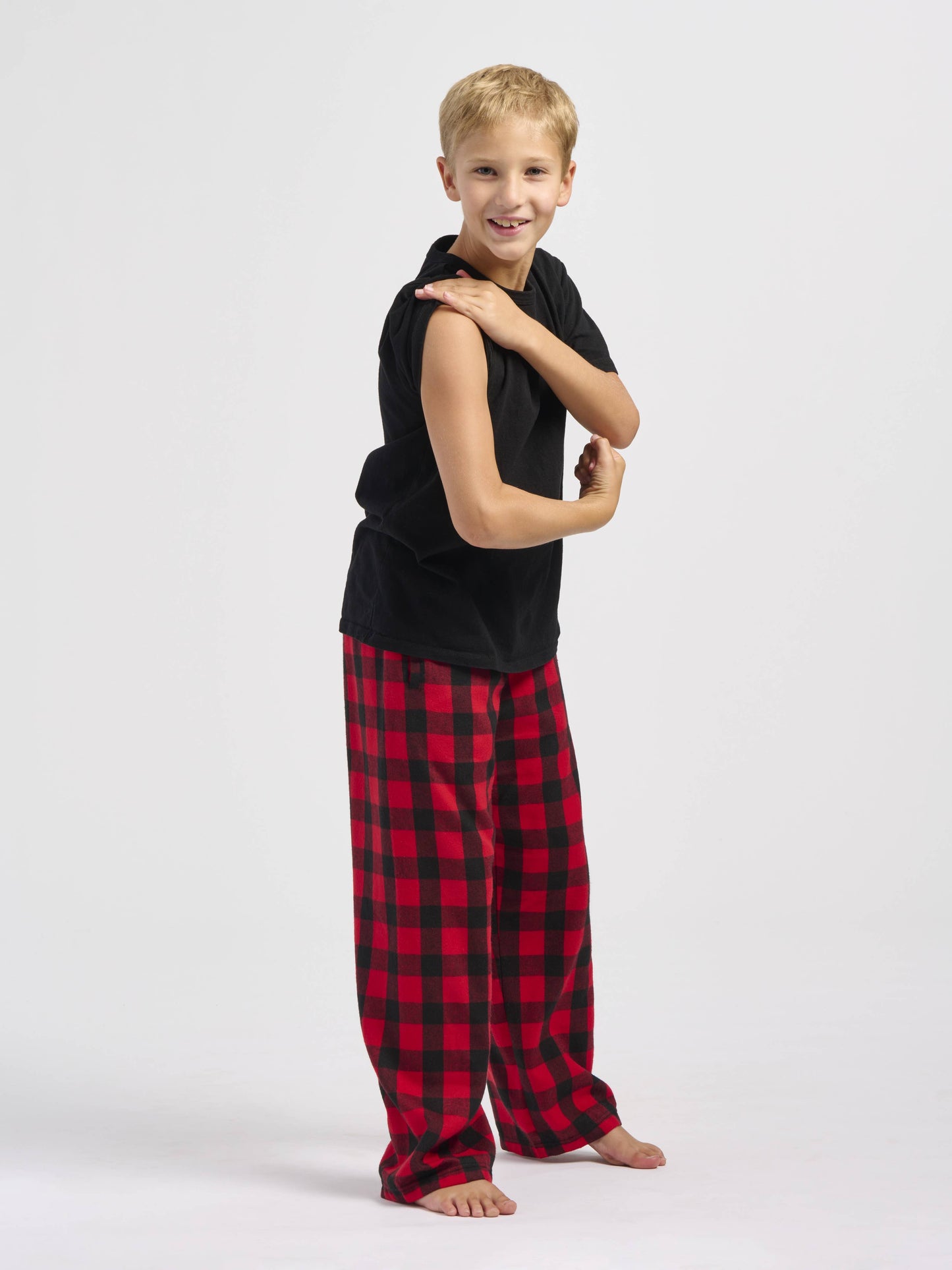 Youth Poly Flannel Pant: Red/Black Buffalo Plaid / YM