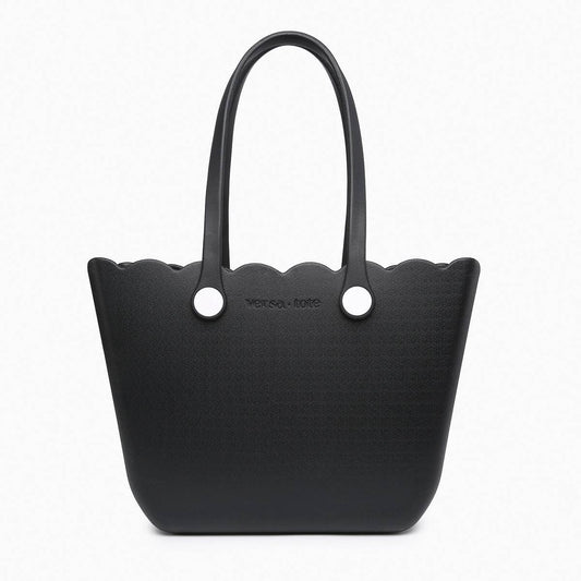 Rose Scalloped Versa Tote w/ Interchangeable Straps: Black