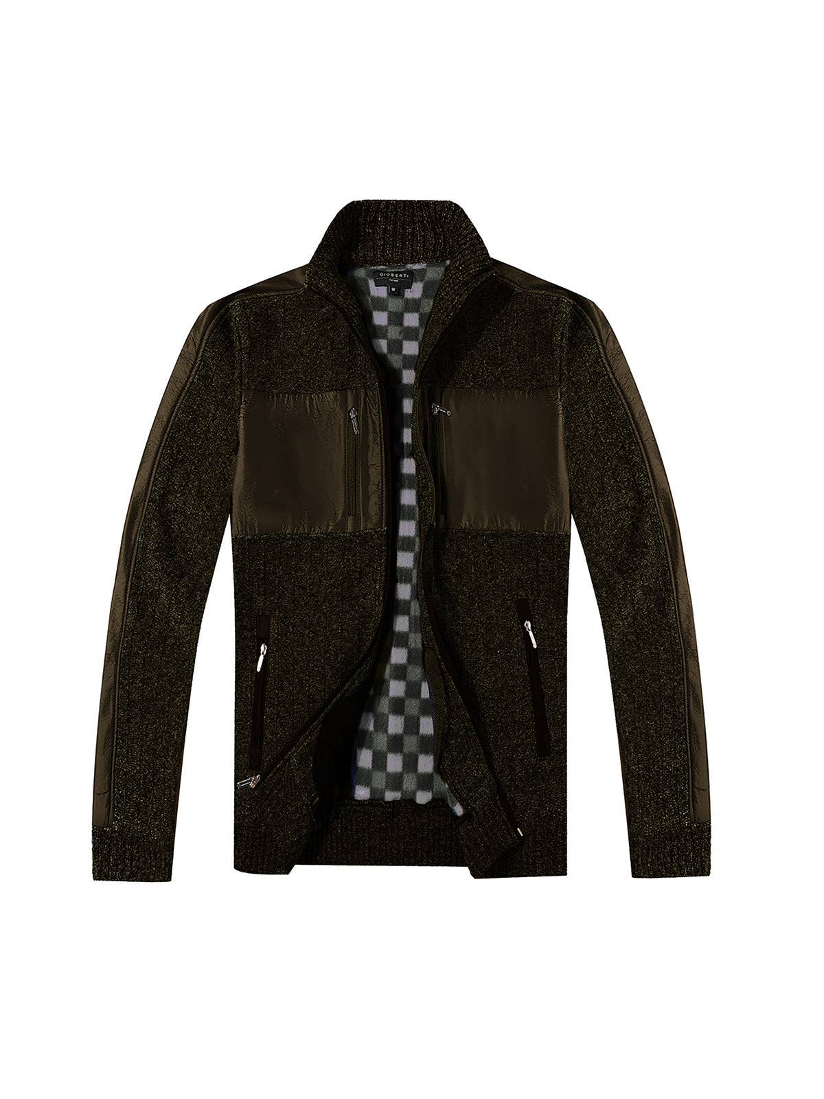 Men's Patch Design Sweater Full Zipper Cardigan in Blue