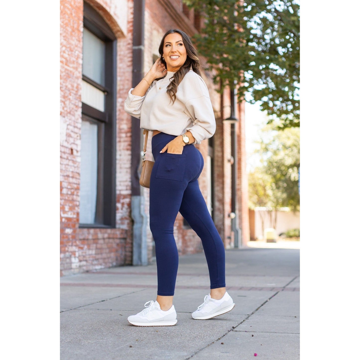 The Nyla - Navy Full-Length with Pocket Leggings