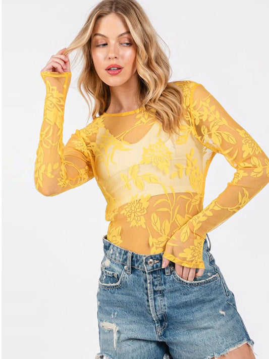 Lovely in Lace Floral Mesh Bodysuit