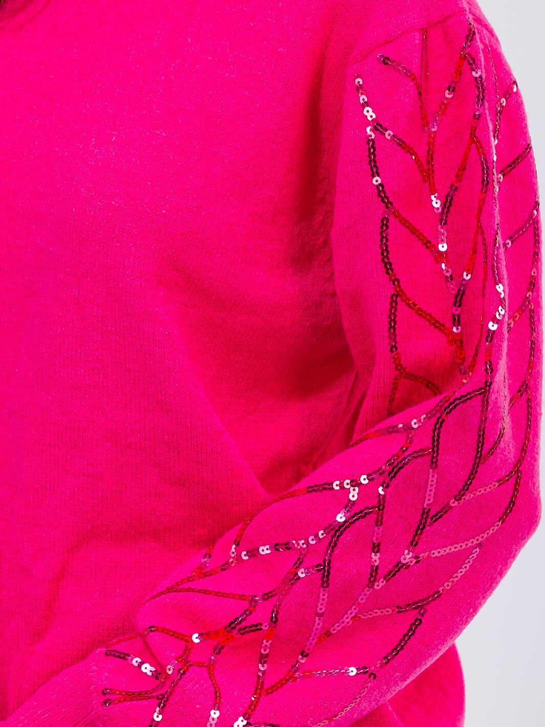 Women's Sequin-Embellished Pullover in Hot Pink