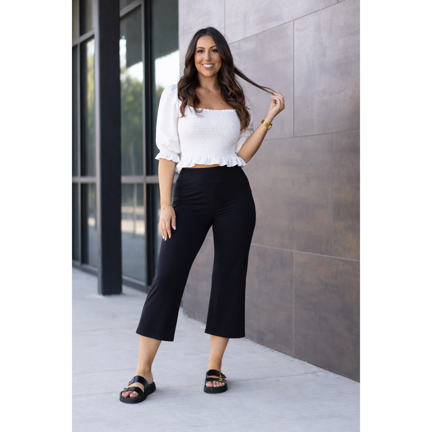 The Anna - Cropped Black Wide Legs
