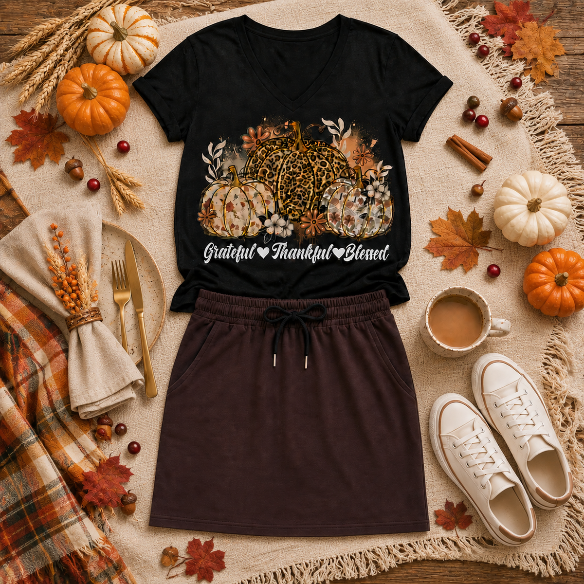 Grateful, Thankful, Blessed Graphic Apparel