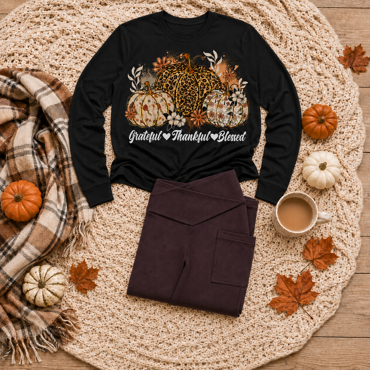 Grateful, Thankful, Blessed Graphic Apparel