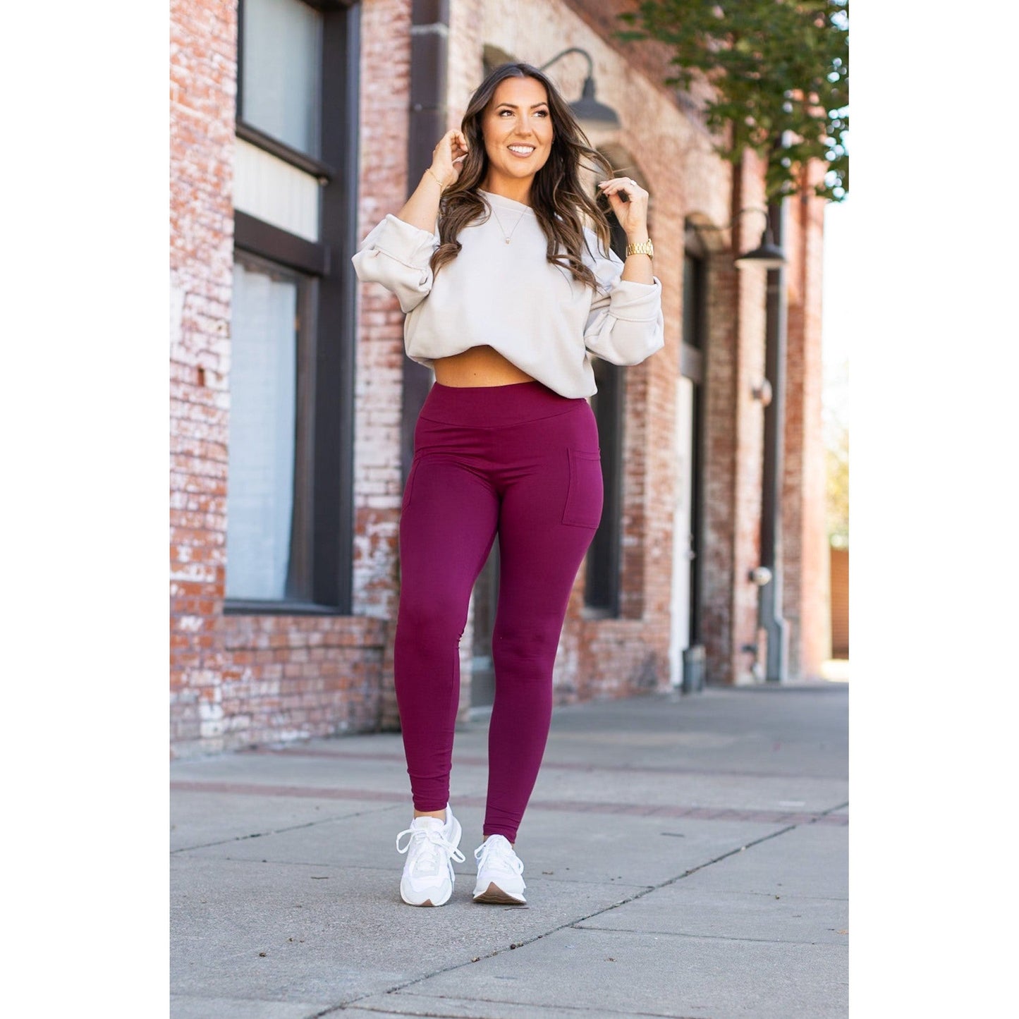 The Maria - Maroon Full Length Leggings with Pocket