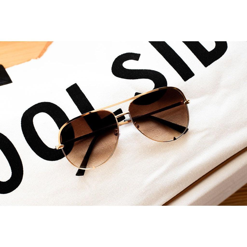 The Alex Gold / Caramel Tea - High Quality Unisex Aviator Sunglasses *
