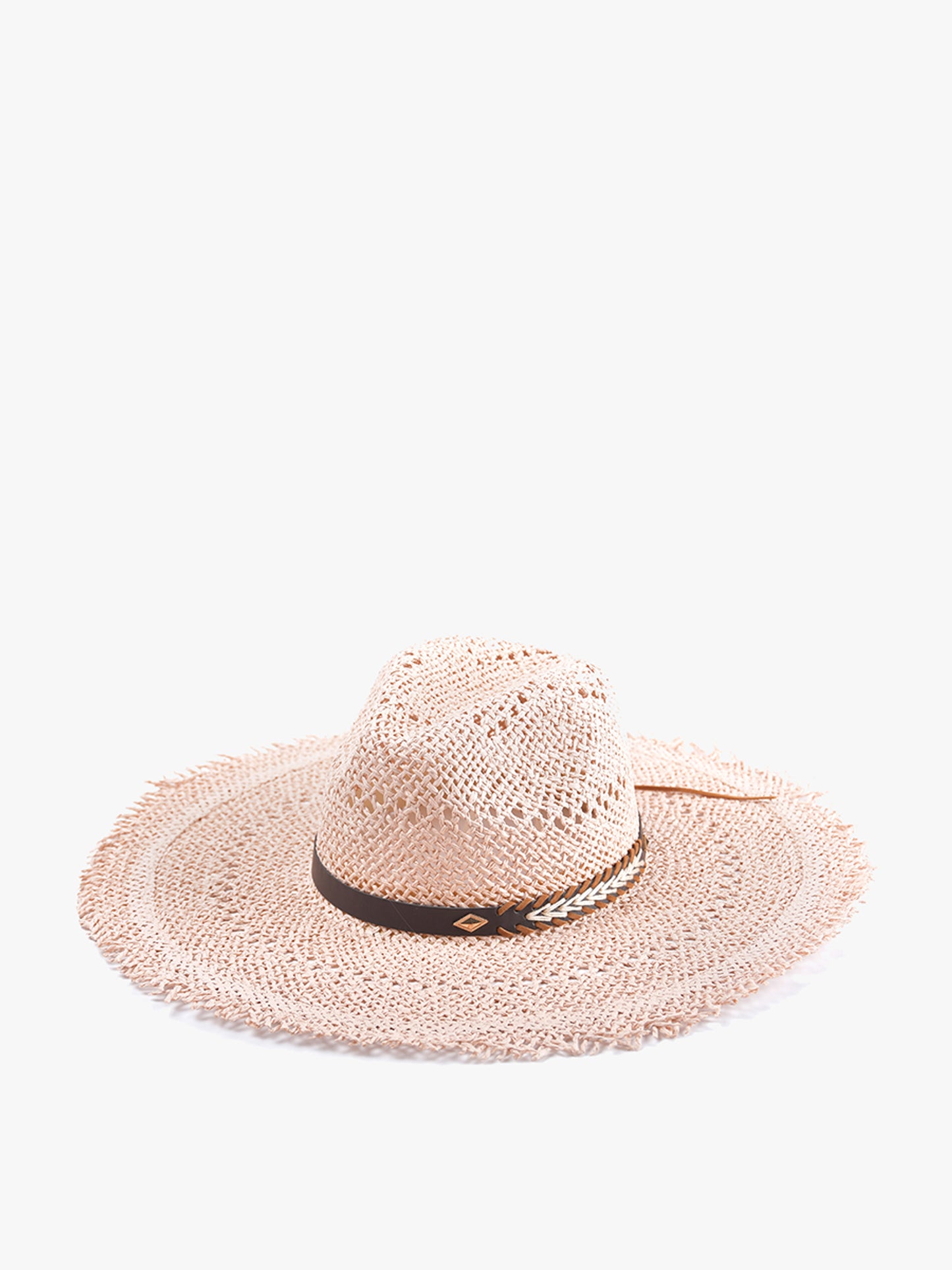 Claudia Wide Brim Straw Hat w/ Frayed Edge