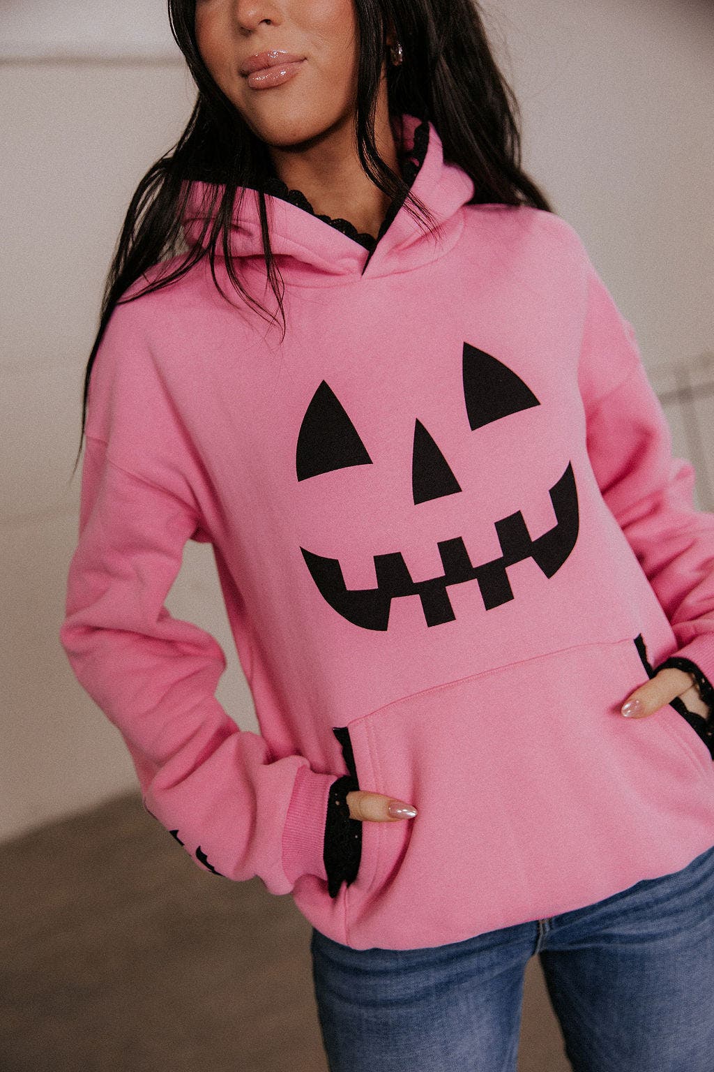 Ampersand Avenue Comfort Zone Lace Hoodie - Lil’ Miss Pumpkin