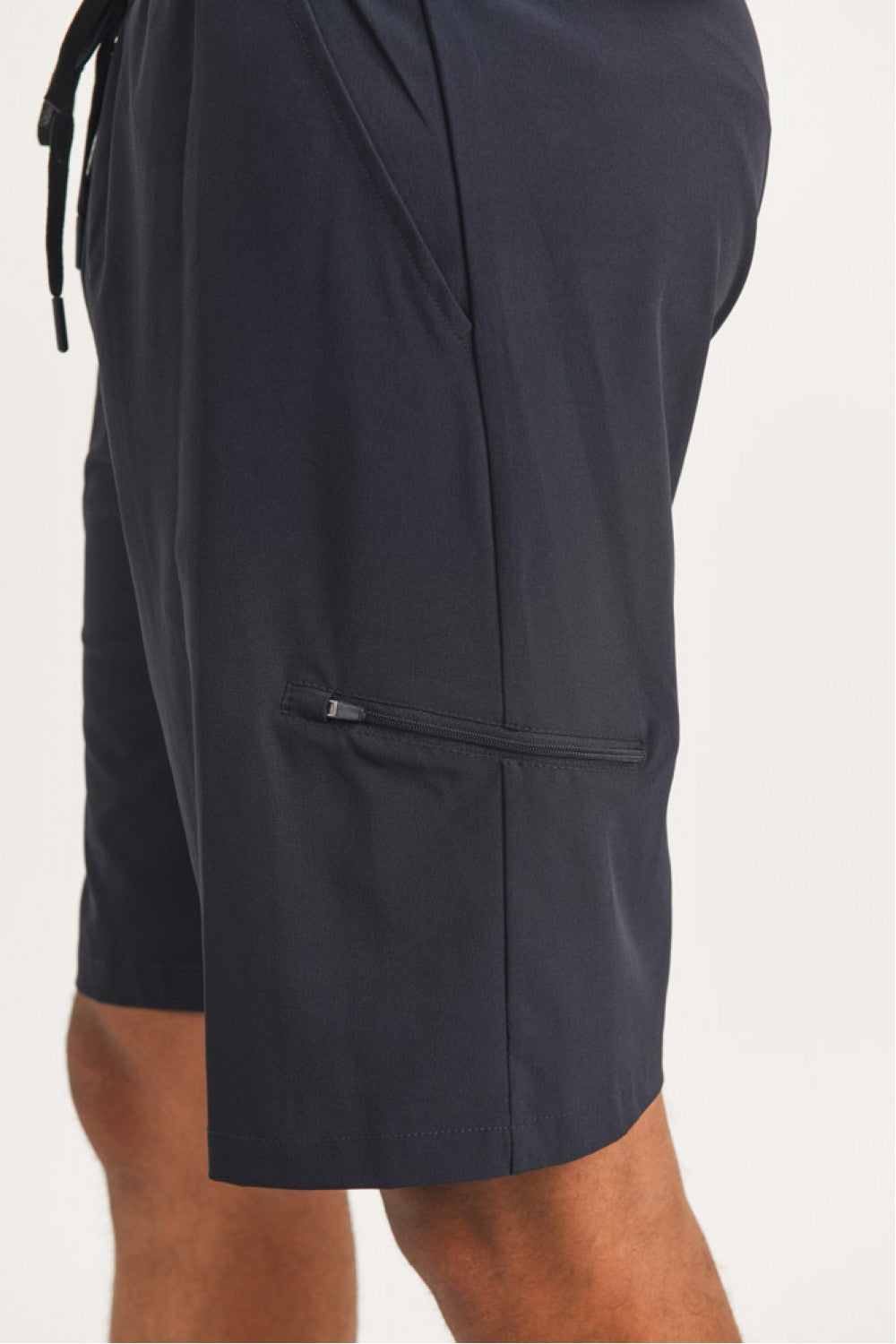 MEN'S - Active Drawstring Shorts with Zippered Pouch - Navy