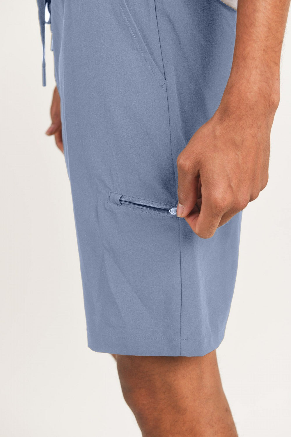 MEN'S - Active Drawstring Shorts with Zippered Pouch - Sky Blue