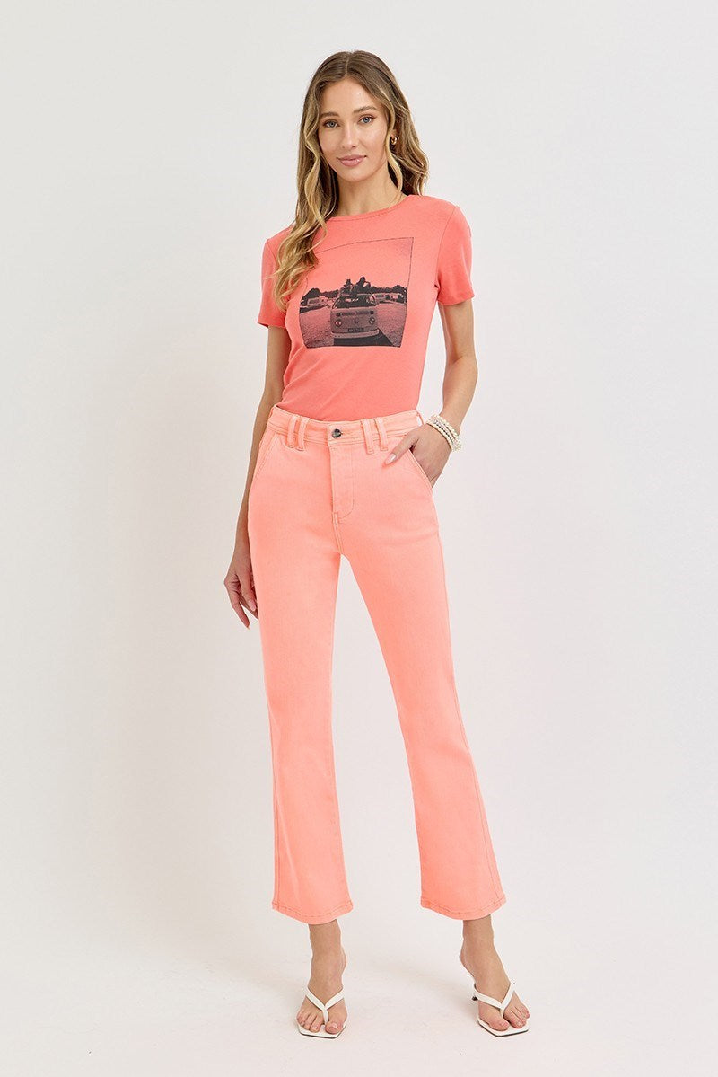 Risen Barbie High Rise Crop Straight Leg Denim