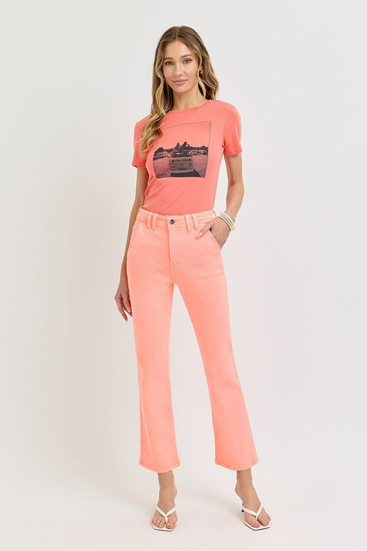 Risen Barbie High Rise Crop Straight Leg Denim