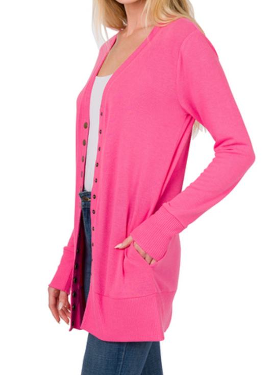 Pink Button Cardigan