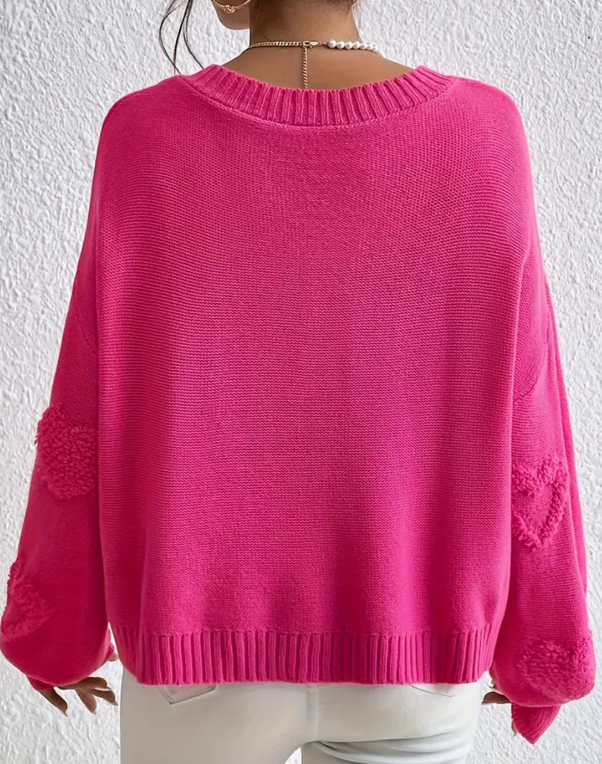 Heart You Pink Sweater with Pearls